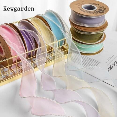 Kewgarden Bead Organza Ribbon 25mm 1" DIY Make Hair Bow Accessories Handmade Crafts Gift Packing Decoration 5 Meters