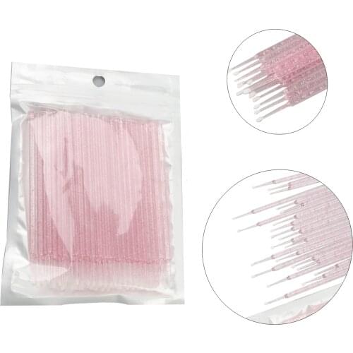 TDANCE Crystal Small Head Disposable Eyelash Brushes Swab Microbrushes Eyelash Extension Removing Tools Accessories