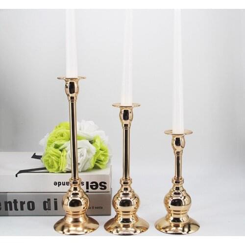 IMUWEN Metal Candle Holders Gold Candlesticks Delicate Wedding Candle Stand Exquisite Candlestick Home Table Decor