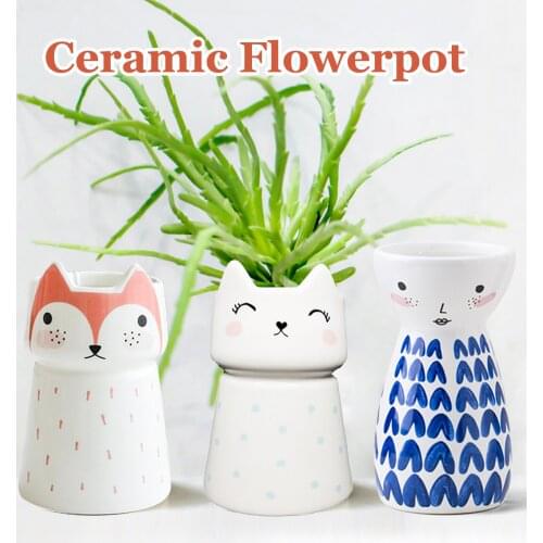 Cute Ceramic Flowerpot Creative Art Vase Flower Pot Herbs Planter Home Office Decor Plant Pots Craft Ornaments Fast Delivery