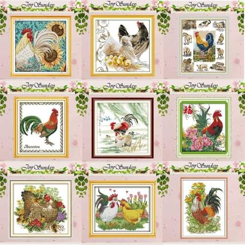 The big cock Chicken family animals counted 11CT 14CT Cross Stitch Sets DIY Cross-stitch Kits Embroidery Needlework Home Decor
