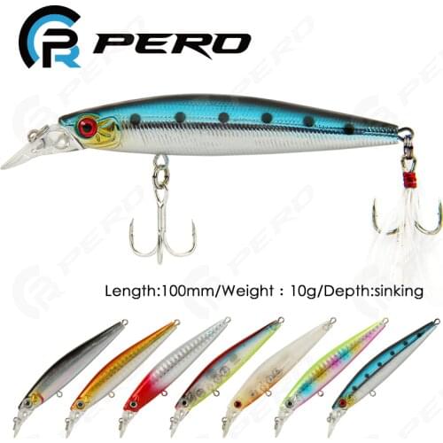 PERO 10cm 10g Sinking Minnow Fishing Lures New Model ABS Plastic Artificial Wobblers Hard Baits Pike Bass Fishing Lure Wobler
