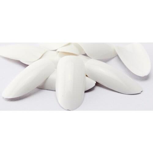 Newest 500pcs Nude White French Plastic Artificial Full Stiletto Fake Nail Art Long UV Gel Manicures Beauty Tools Oval Shaped