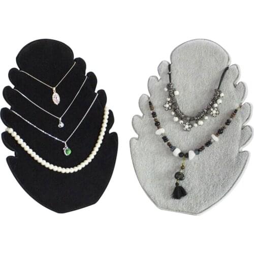 2020 New Fashion Jewelry display Velvet Necklace Holder Jewelry Pendant Chain Gray Black Color Display Organizer Rack jewerlybox