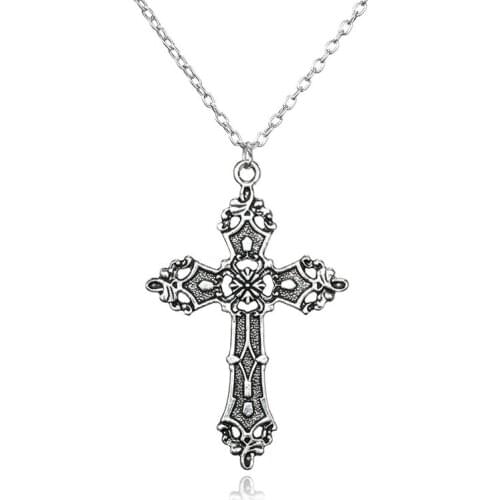 2021 New Trend Fashion Vintage Cross Pendant Necklace Punk Gothic Choker for Women Men Gift Long Chain Jewelry Accessories Gifts