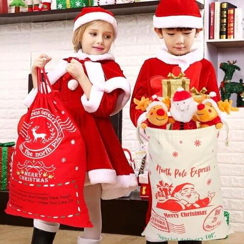 OurWarm Christmas Santa Sacks Large Gift Bags with Drawstring Christmas Canvas Christmas Bags for Kids 19 x 27 Inch