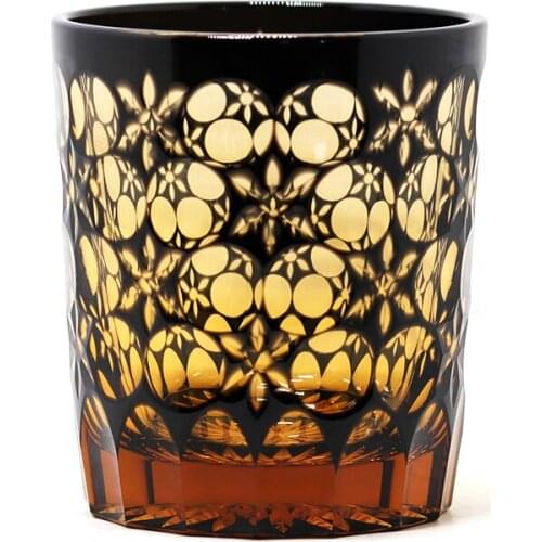 Japanese Style Edo Kiriko Drinkware Hand Cut To Clear Glass Tumble for Red Wine Whiskey With Wooden Gift Box