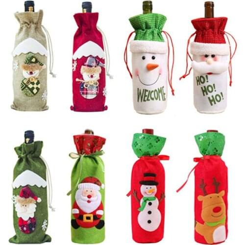 Christmas Decorations for Home Wine Bottle Cover Xmas Ornaments Noel Christmas DIY Crafts Natal 2020 New Year Decorations Gifts