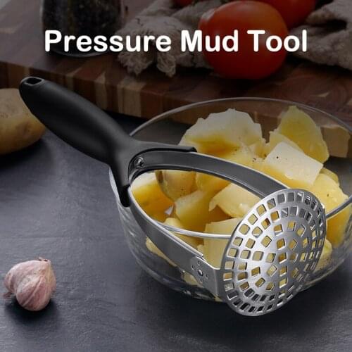 Stainless Steel Hand Held Black Foldable Storage Potato Masher For Smooth Mashed Potatoes Fruit Vegetable Mud Pressure Tools