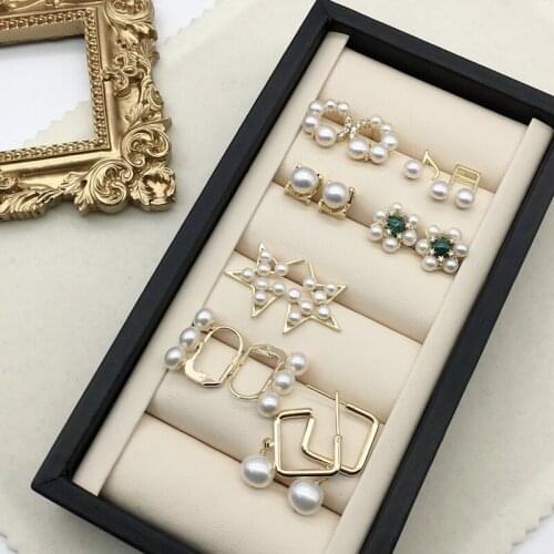 14K Gold 925 Sterling Silver Needle Freshwater Natural Drop Retro Wedding Charming Pearl Stud Earring Jewelry for Women Gift New