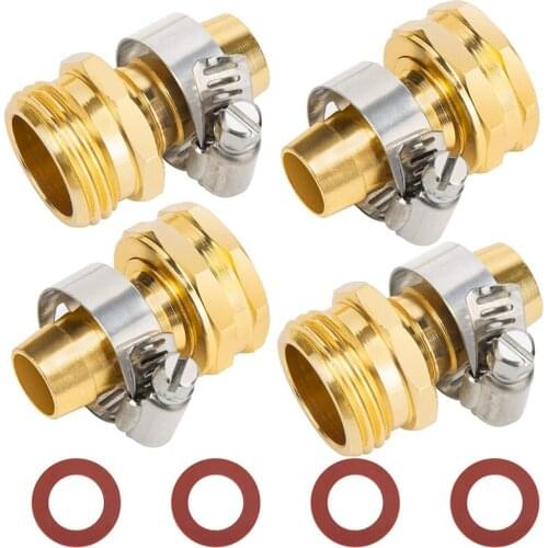 Garden Hose Repair Connector Stainless Steel Clamp Male and Female Garden Hose Fittings Repair End Repair Kit