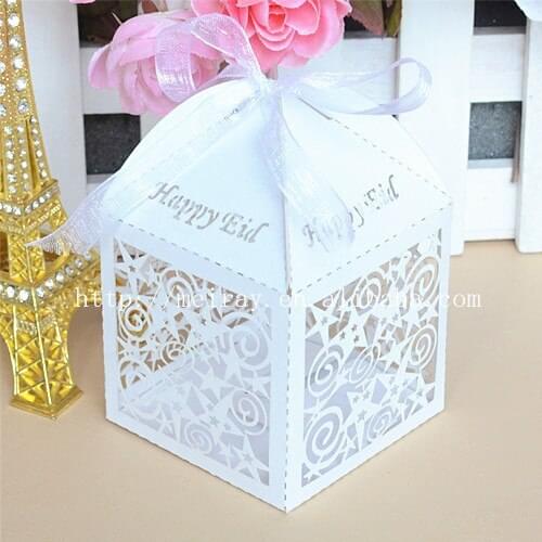USA&CA! eid decorations stars happy eid candy box laser cut happy eid products best eid gifts