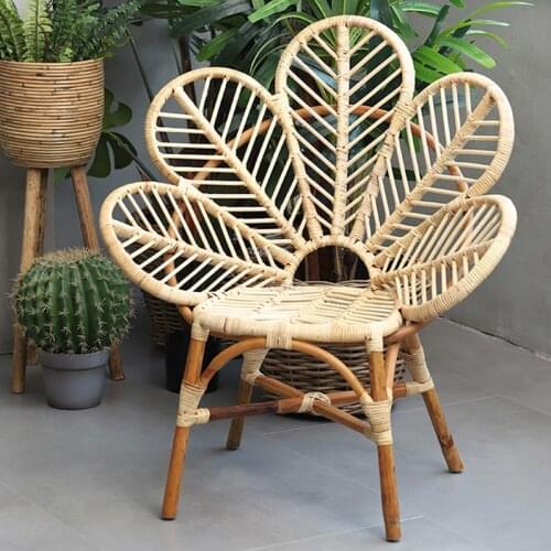 FOSUHOUSE Rattan Backrest Living Room Chairs Nordic Leisure Armchair Home Furniture Outdoor Dining Chair Balcony Single Sofa