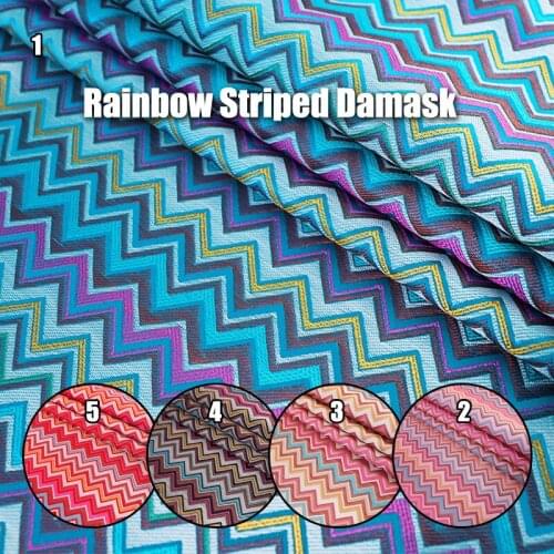 100*114cm Rainbow Striped Fabric Geometric Damask Fabric For Sewing Diy Curtain Sofa Parent-child Clothing Doll Dress Patchwork