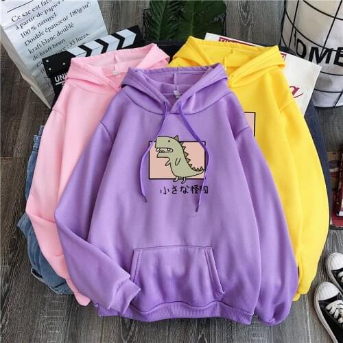 Merry Pretty Harajuku Long Sleeve Dinosaur Hooded Sweatshirt Kawaii Fleece Hoodies Tops Girls Spring Tracksuits Hoody Pullovers