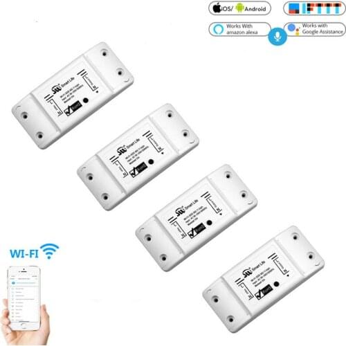 DIY WiFi Smart Light Switch Universal Breaker Timer Wireless Remote Control Works with Alexa Google Home Smart Home 4Pieces