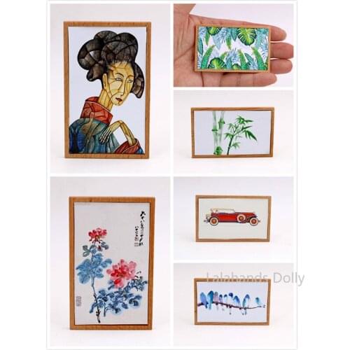 1:6 Dollhouse 8x5cm Miniature Mural Photo Frame Model for Ob11 Dollhouse Living Room, Bedroom Furniture Accessories