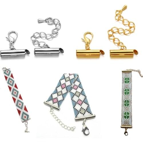 10Sets 10-40mm Metal Lobster Clasps Hooks Bracelet End Slider Clasp Connectors Extending Chain for DIY Jewelry Making Finding