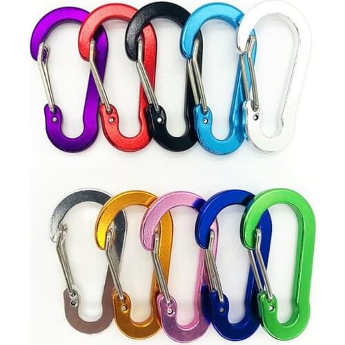 10Pcs Aluminum Alloy Carabiner Keychain Outdoor Camping Climbing Snap Clip Lock Buckle Hook Fishing Tool 10Colors