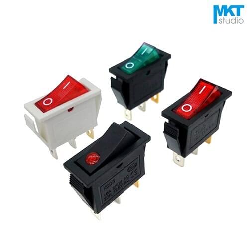 10Pcs Red/Green/White/Black 13.6*30.2mm 3 Pins 2 Positions SPST Miniature Electrical Boat Rocker Switch With Light