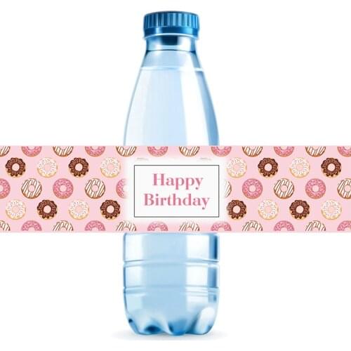 10pcs Donut Party Bottle Stickers Birthday Donut Grow Up Sweet Happy Birthday DIY Decoration Label Stickers Party Favor Packing