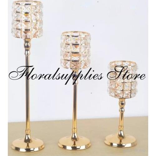 3 Sizes New Crystal Wedding Candle Holder Candlestick Wedding Table Centerpiece Candelabra
