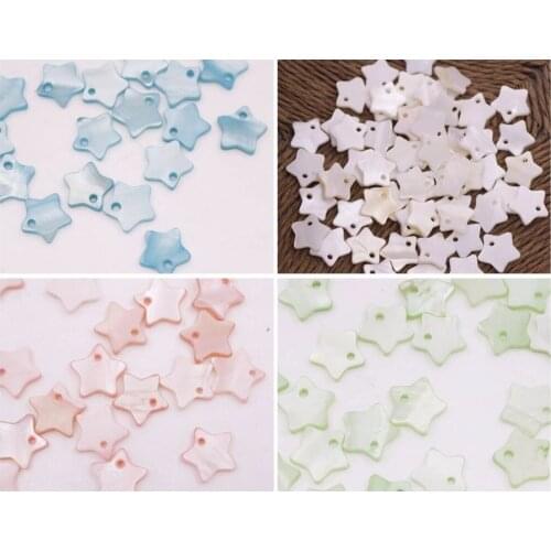 50 PCS 10mm Shell Star Charm Mother of Pearl Small Jewelry Making White Pink Blue Green Choose