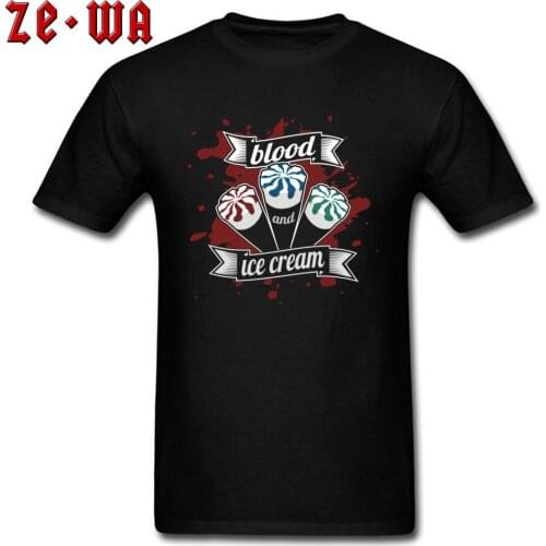 Brand New Normal T-shirts Blood And Ice Cream O-Neck 100% Cotton Youth Tops Shirts Short Sleeve Customized Gift T-shirts Team