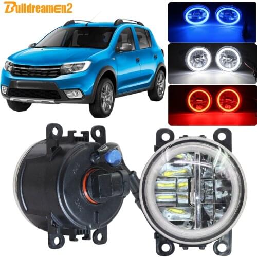 Buildreamen2 Car 4000LM LED Fog Light H11 Angel Eye Daytime Running Light 12V For Renault Sandero Stepway Hatchback 2008-2015