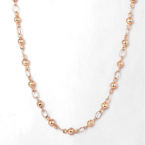 Elegant Bead Chain Necklace for Women Girls 4mm 585 Rose Gold Fashion Wedding Jewelry Gifts 50cm 60cm CN32