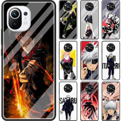 Anime jujutsu kaisen Phone Case for Xiaomi Mi Poco X3 NFC M3 11 Pro Note 10 10T Pro 9T 10 Lite CC9 CC9E Glass Cover Shell