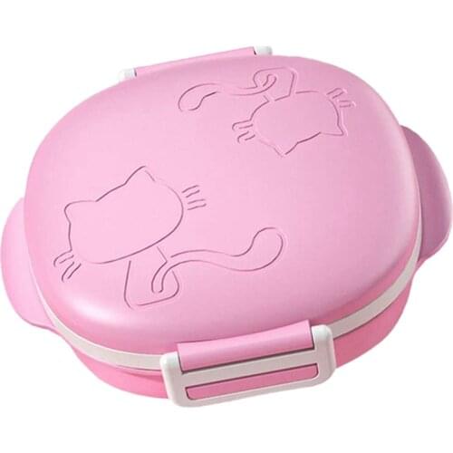 Stainless Steel Childrens Bento Box Insulation Leakproof Lunch Box 3 Grid Bento Style Childrens Lunch Box Pink