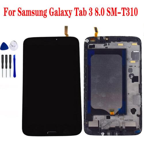 For Samsung Galaxy Tab 3 8.0 SM-T310 T310 LCD Display Panel Monitor T310 LCD Touch Screen Digitizer Sensor Assembly with Frame