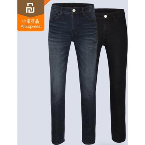 Original youpin mijia autumn and winter coffee carbon warm fleece jeans mens thick jeans high quality