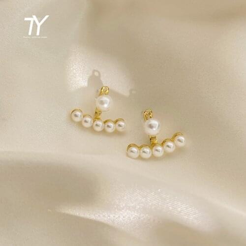 European and American Celebrities' Temperament Back Hanging Pearl Earrings For Woman Korean Fashion Jewelry Wedding Accessories