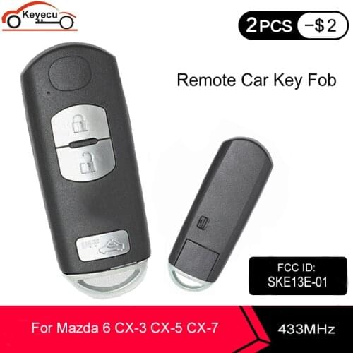 KEYECU Smart Remote Key Fob 433Mhz ID49 Chip for Mazda 6 CX-3 CX-5 CX-7 2010 2011 2012+ Model FCCID: SKE13E-01 Mitsubishi System