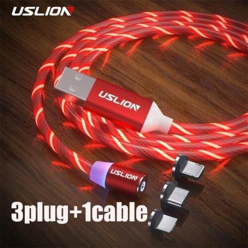 3in1 LED Lighting Magnetic USB Cable For iPhone Charger Cable Type C Micro USB C Magnetic Charging For iPhone 12 Pro Max Samsung