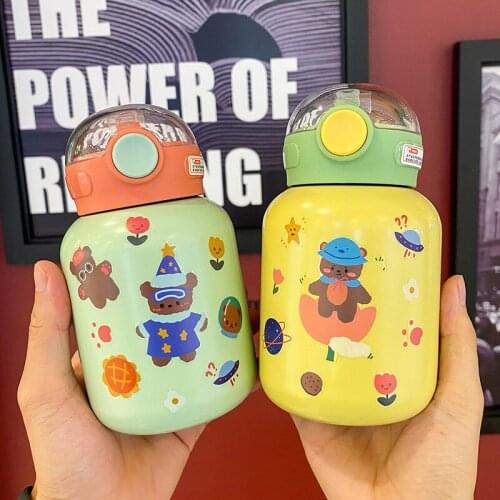 Small Portable Vacuum Stainless Dteel Thermos Cup Anti-Fall Leakproof Straw Cup Outdoor Student Water Bottle Gifts For Couples