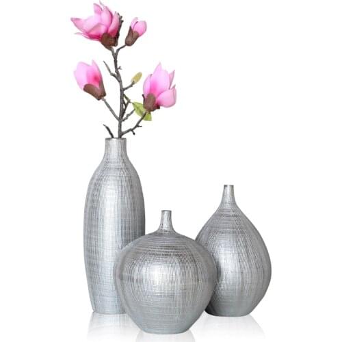 Plating matt silver Silver vase home living room TV cabinet wine cabinet decoration ornaments art ceramic vase