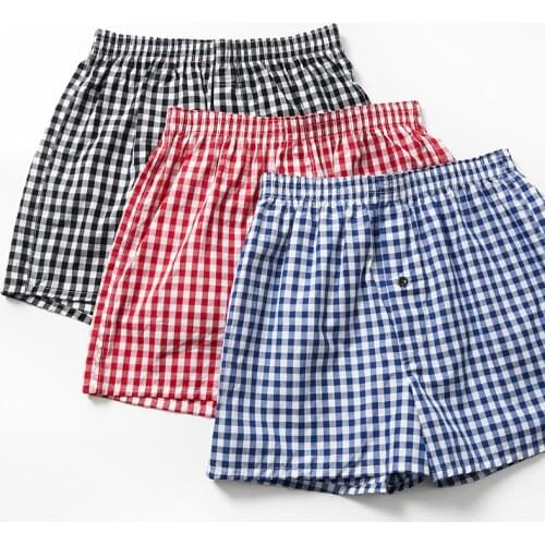 6XL Men Boxer Shorts Plaid Striped Printed Loose Casual Boxershorts Trunks Sleep Bottoms Plus Size Underwear Cotton Underpants
