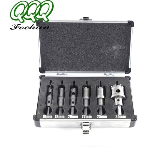 QQQ 6pcs/set 16-35mm TCT Hole Saw Drill Bit sets Alloy Carbide Cobalt Steel Cutter Stainless Steel Plate Iron Metal