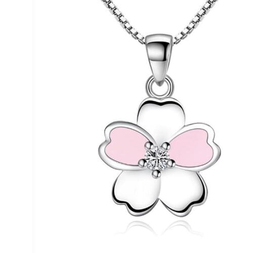 TJP New Arrival Silver 925 Women Choker Necklace Jewelry Girls Fashion Crystal Flower Pendant Necklace Female Party Accessories