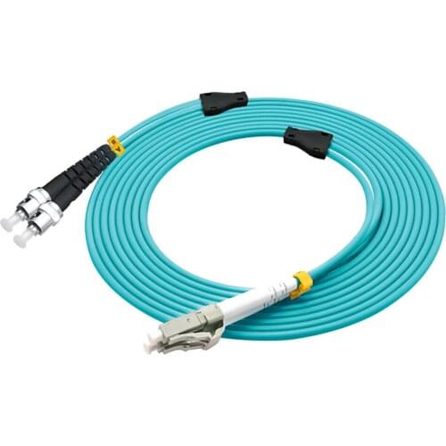 OM4 Indoor Armored 150 Meters LC-ST Duplex 10 Gigabit 50/125 Multi-mode Fiber Optical Cable Aqua 10GB LC to ST Patch Cord Jumpe