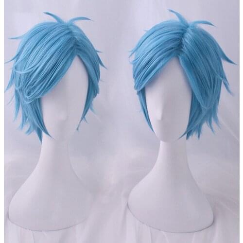 Fashion Blue short hair wig Cosplay Adult Halloween synthetic hair anime role-playing club Yarichin Bitch Bu hair
