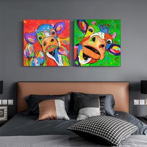 Graffiti Street Art Posters Animals Cow and Pig Canvas Painting and Prints Wall Art Picture for Cuadros Living Room Decor
