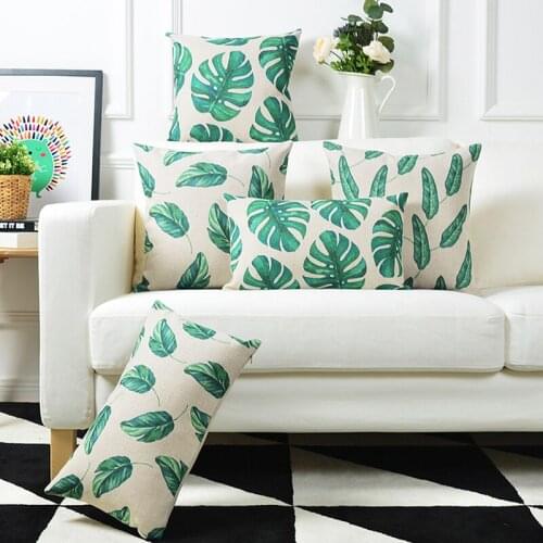 Nordic Banana leaves Green plants Simple modern Pillow Cover Home Decorative Pillows Linen Pillow Case Office Sofa Cushion Cover