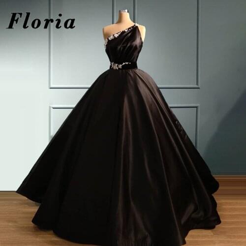 Special Design Puffy Beaded Evening Dresses Elegant One Shoulder Celebrity Dress Vestidos De Noite 2020 Turkish Dubai Prom Gowns