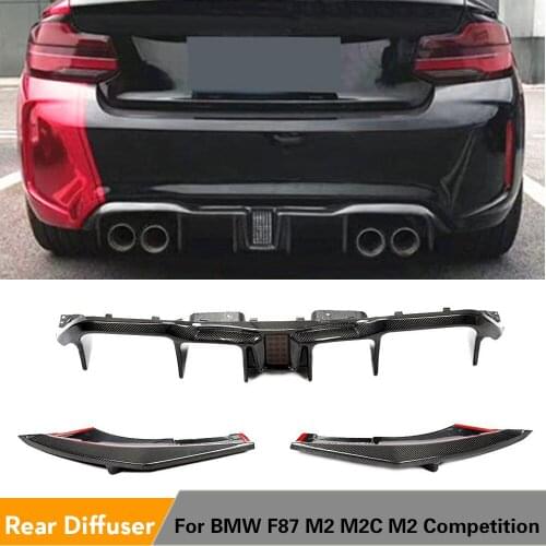 Rear Bumper Diffuser Lip Spoiler For BMW 2 Series F87 M2 M2C 2016 - 2019 Carbon Fiber Car Rear Bumper Diffuser Lip With LED Ligh