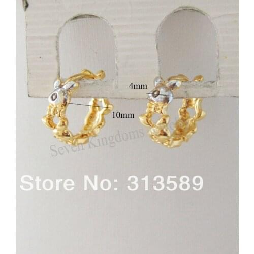 ORDER 10$ GET FREE SHIPPING / NEW CUTE RABBIT 24K YELLOW WHITE GOLD GP FILL OVERLAY HUGGIE HOOP 0.4" EARRING/GREAT GIFT