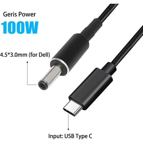 1.8M 100W USB Type C PD Fast Charging Cable for Dell XPS 11 12 13 USB C to 4.5*3.0mm Laptop Dc Power Adapter Converter Cable